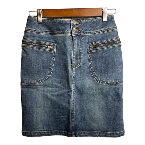prAna Broadway Denim A-Line Skirt in True Blue Size 2 NWT - Picture 2 of 11